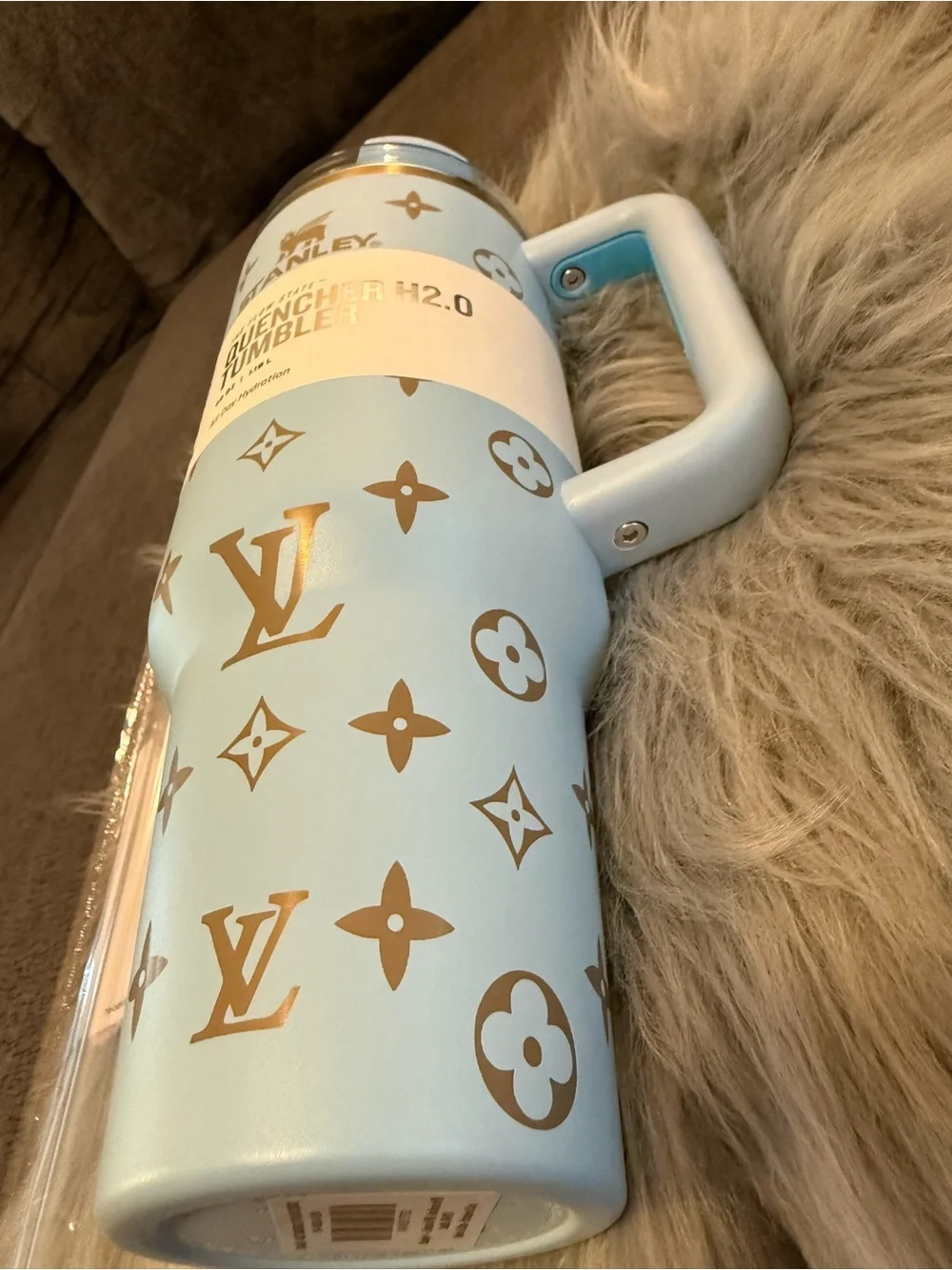 Stanley Light Blue Tumbler with Gold Accents 40oz